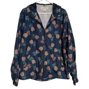 H&M Pineapple Lightweight Hooded Rain Coat Jacket Zip-Up Windbreaker L